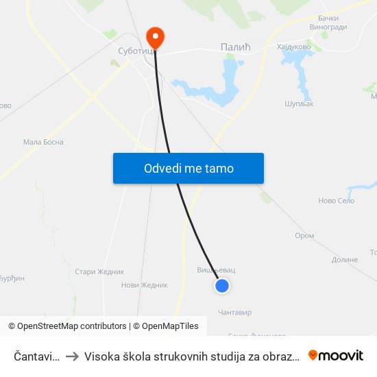 Čantavir, Silos to Visoka škola strukovnih studija za obrazovanje vaspitača i trenera map