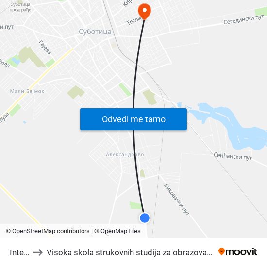 Integral to Visoka škola strukovnih studija za obrazovanje vaspitača i trenera map