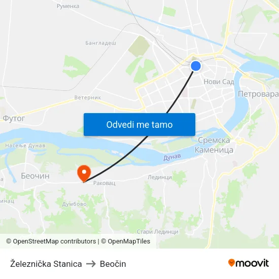 Železnička Stanica to Beočin map