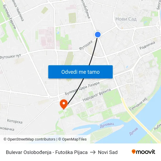 Bulevar Oslobođenja - Futoška Pijaca to Novi Sad map