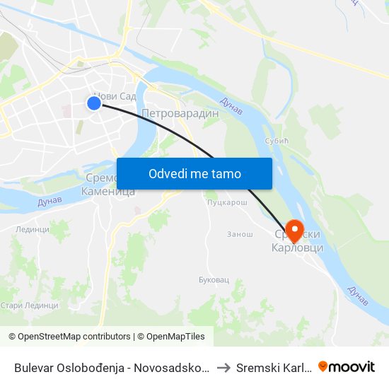 Bulеvar Oslobođenja - Novosadskog Sajma to Sremski Karlovci map