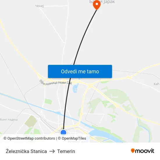 Železnička Stanica to Temerin map
