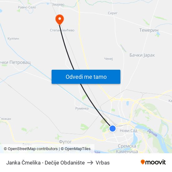 Janka Čmelika - Dečije Obdanište to Vrbas map