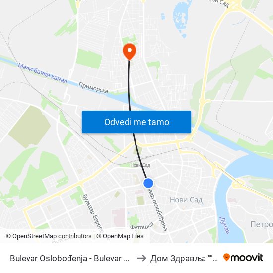 Bulеvar Oslobođenja - Bulevar Kralja Petra I to Дом Здравља ""Клиса"" map