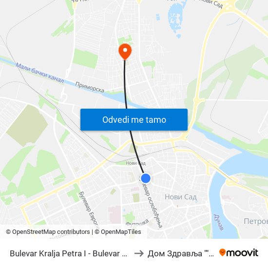 Bulevar Kralja Petra I - Bulevar Oslobođenja to Дом Здравља ""Клиса"" map