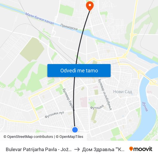 Bulevar Patrijarha Pavla - Jožef Atile to Дом Здравља ""Клиса"" map