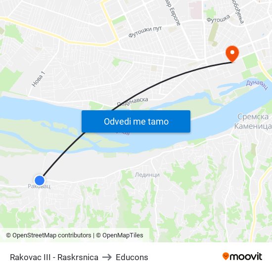 Rakovac III - Raskrsnica to Educons map