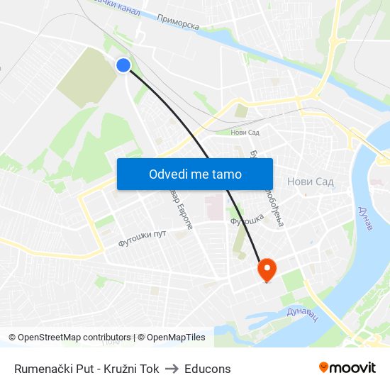 Rumenački Put - Kružni Tok to Educons map