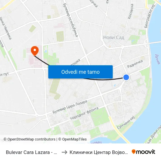 Bulevar Cara Lazara - Urbis to Клинички Центар Војводине map