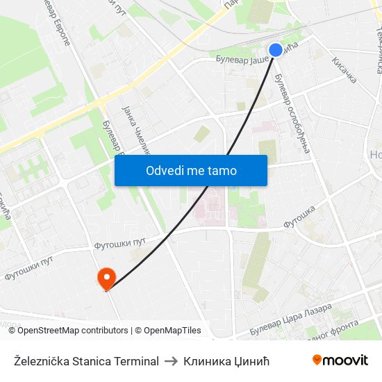 Železnička Stanica Terminal to Клиника Џинић map