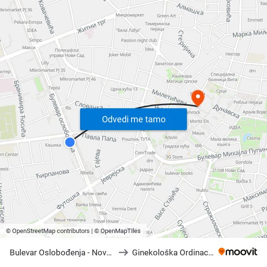 Bulеvar Oslobođenja - Novosadskog Sajma to Ginekološka Ordinacija “Dr Veber” map