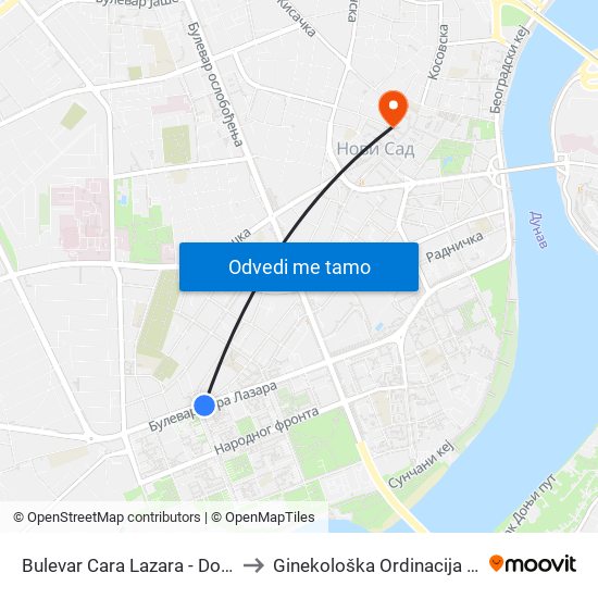 Bulevar Cara Lazara - Dom Zdravlja to Ginekološka Ordinacija “Dr Veber” map