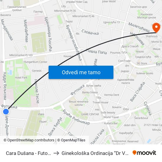 Cara Dušana - Futoška to Ginekološka Ordinacija “Dr Veber” map