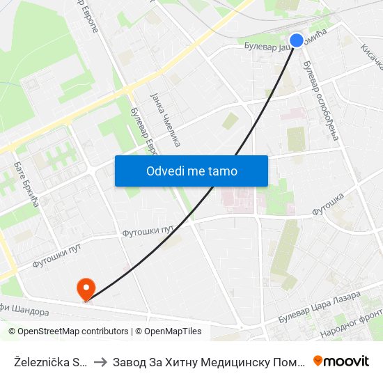 Železnička Stanica to Завод За Хитну Медицинску Помоћ Нови Сад map