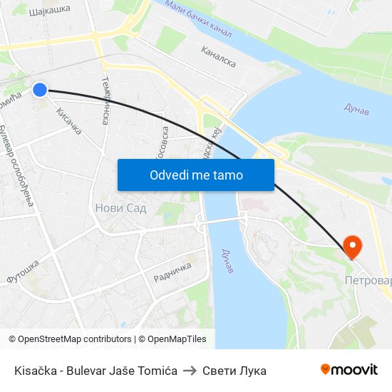 Kisačka - Bulevar Jaše Tomića to Свети Лука map