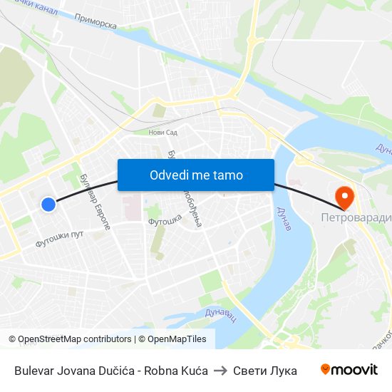 Bulevar Jovana Dučića - Robna Kuća to Свети Лука map