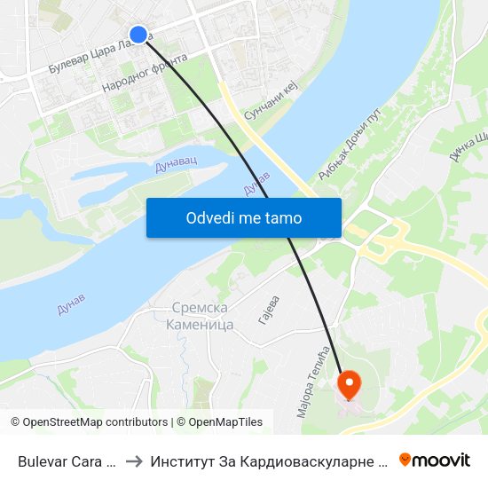 Bulevar Cara Lazara - Puškinova to Институт За Кардиоваскуларне Болести Војводине - Сремска Каменица map
