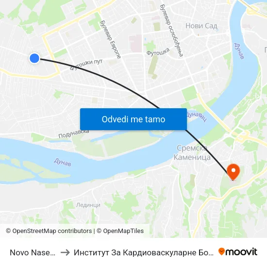Novo Naselje - Kružni Tok to Институт За Кардиоваскуларне Болести Војводине - Сремска Каменица map