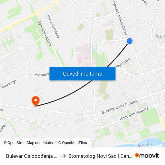 Bulеvar Oslobođenja - Novosadskog Sajma to Stomatolog Novi Sad | Dental Centar Bobić - Novi Sad map