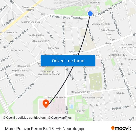 Mas - Polazni Peron Br. 13 to Neurologija map