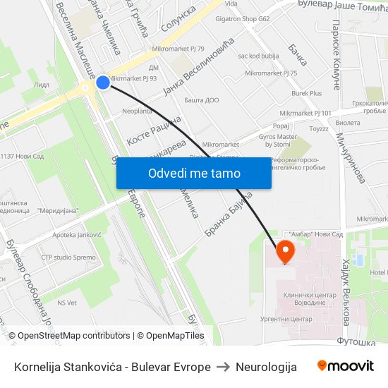 Kornelija Stankovića - Bulevar Evrope to Neurologija map