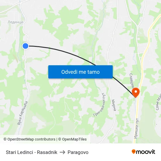 Stari Ledinci - Rasadnik to Paragovo map