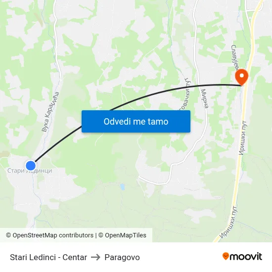 Stari Ledinci - Centar to Paragovo map
