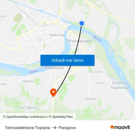 Termoelektrana-Toplana to Paragovo map