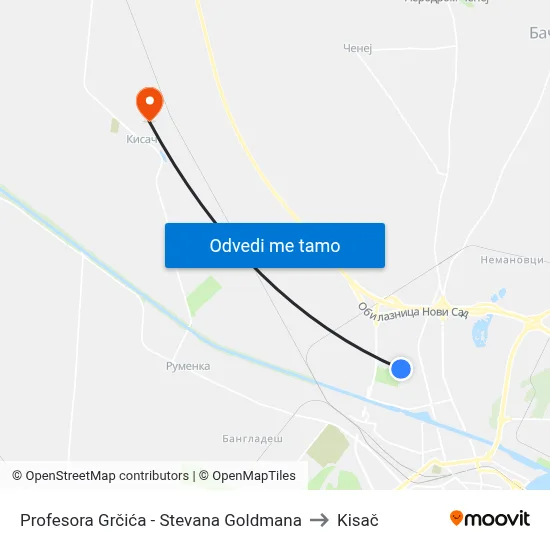 Profesora Grčića - Stevana Goldmana to Kisač map