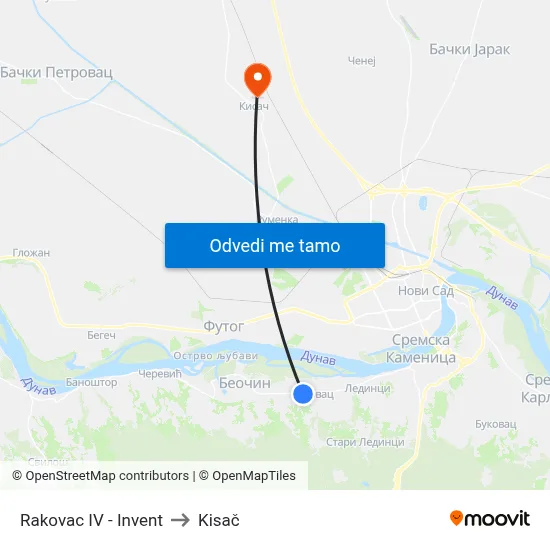 Rakovac IV - Invent to Kisač map