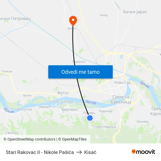 Stari Rakovac II - Nikole Pašića to Kisač map