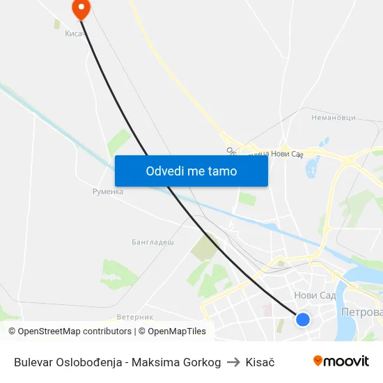 Bulevar Oslobođenja - Maksima Gorkog to Kisač map
