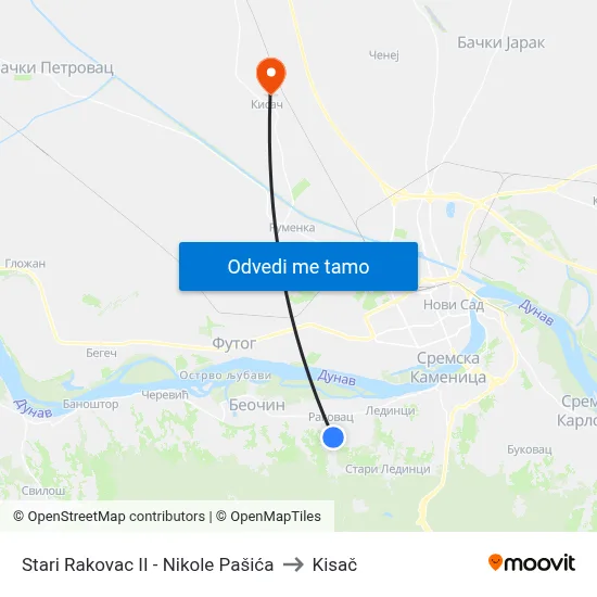 Stari Rakovac II - Nikole Pašića to Kisač map