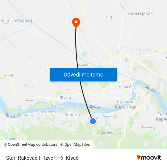 Stari Rakovac I - Izvor to Kisač map