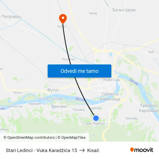 Stari Ledinci - Vuka Karadžića 15 to Kisač map