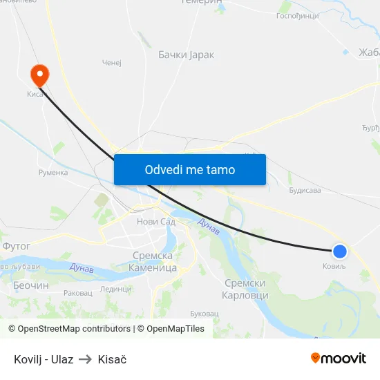 Kovilj - Ulaz to Kisač map