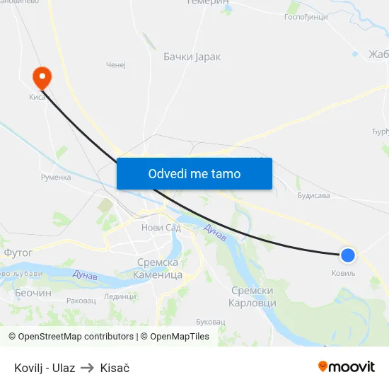 Kovilj - Ulaz to Kisač map