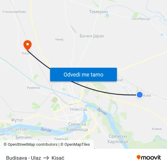 Budisava - Ulaz to Kisač map