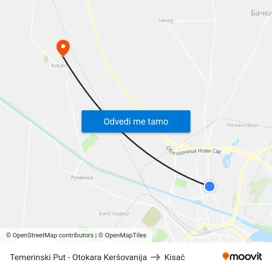 Temerinski Put - Otokara Keršovanija to Kisač map