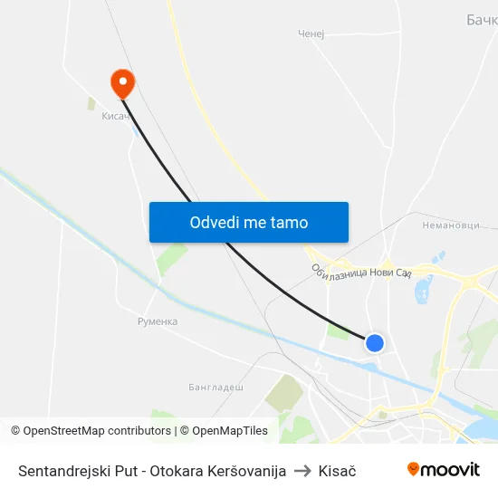 Sentandrejski Put - Otokara Keršovanija to Kisač map