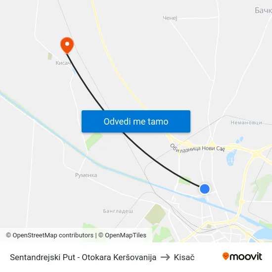 Sentandrejski Put - Otokara Keršovanija to Kisač map