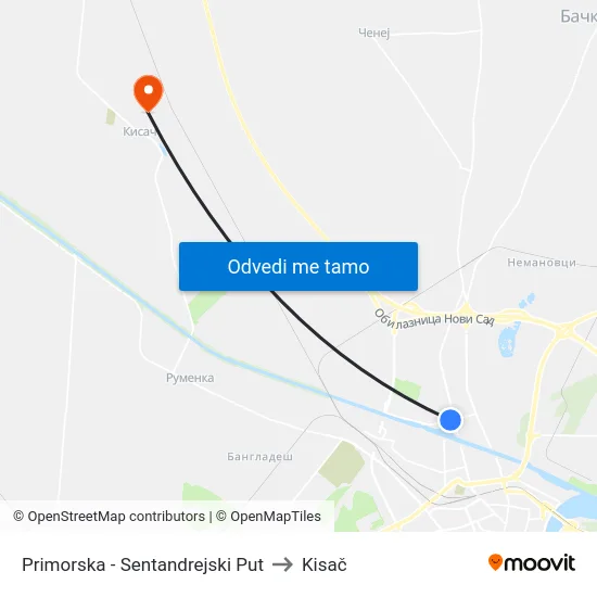 Primorska - Sentandrejski Put to Kisač map