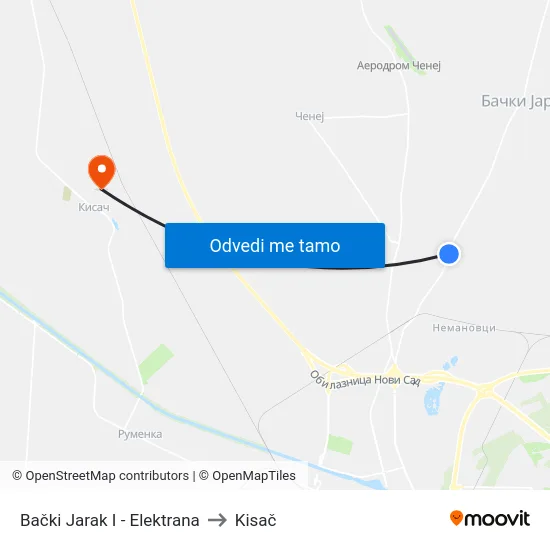 Bački Jarak I - Elektrana to Kisač map