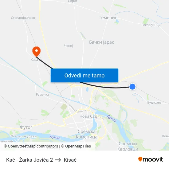 Kać - Žarka Jovića 2 to Kisač map