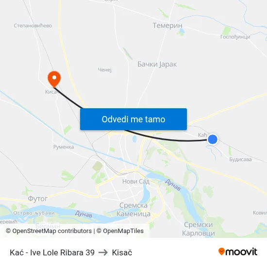 Kać - Ive Lole Ribara 39 to Kisač map