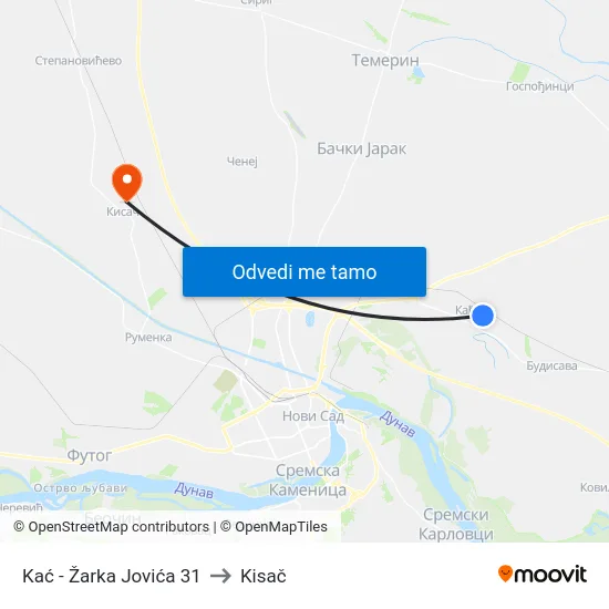 Kać - Žarka Jovića 31 to Kisač map