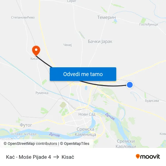 Kać - Moše Pijade 4 to Kisač map