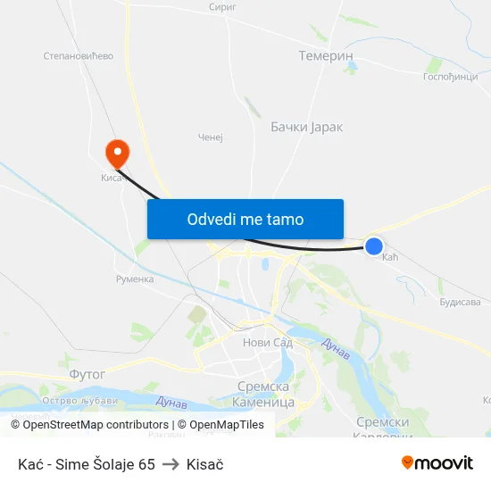 Kać - Sime Šolaje 65 to Kisač map