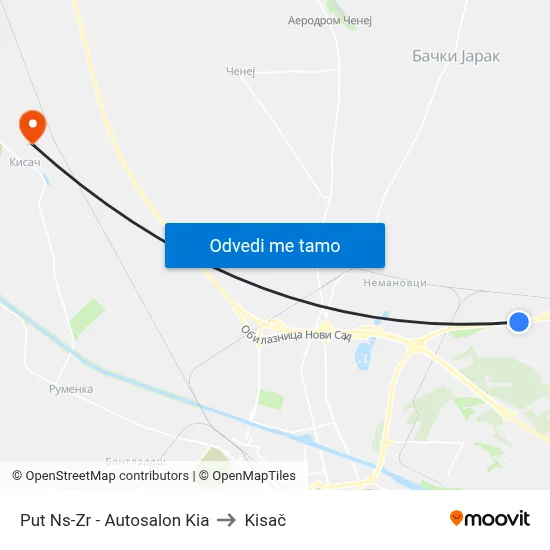 Put Ns-Zr - Autosalon Kia to Kisač map