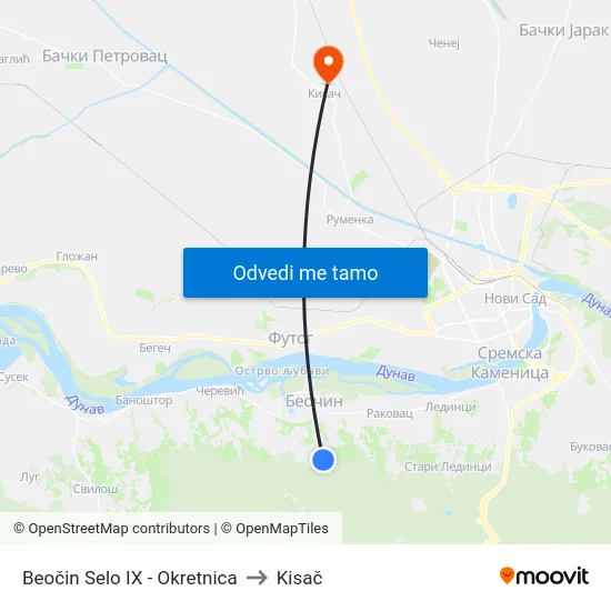 Beočin Selo IX - Okretnica to Kisač map